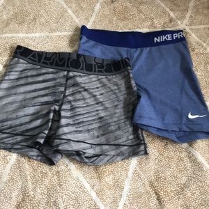 Nike and underarmour compression shorts spandex